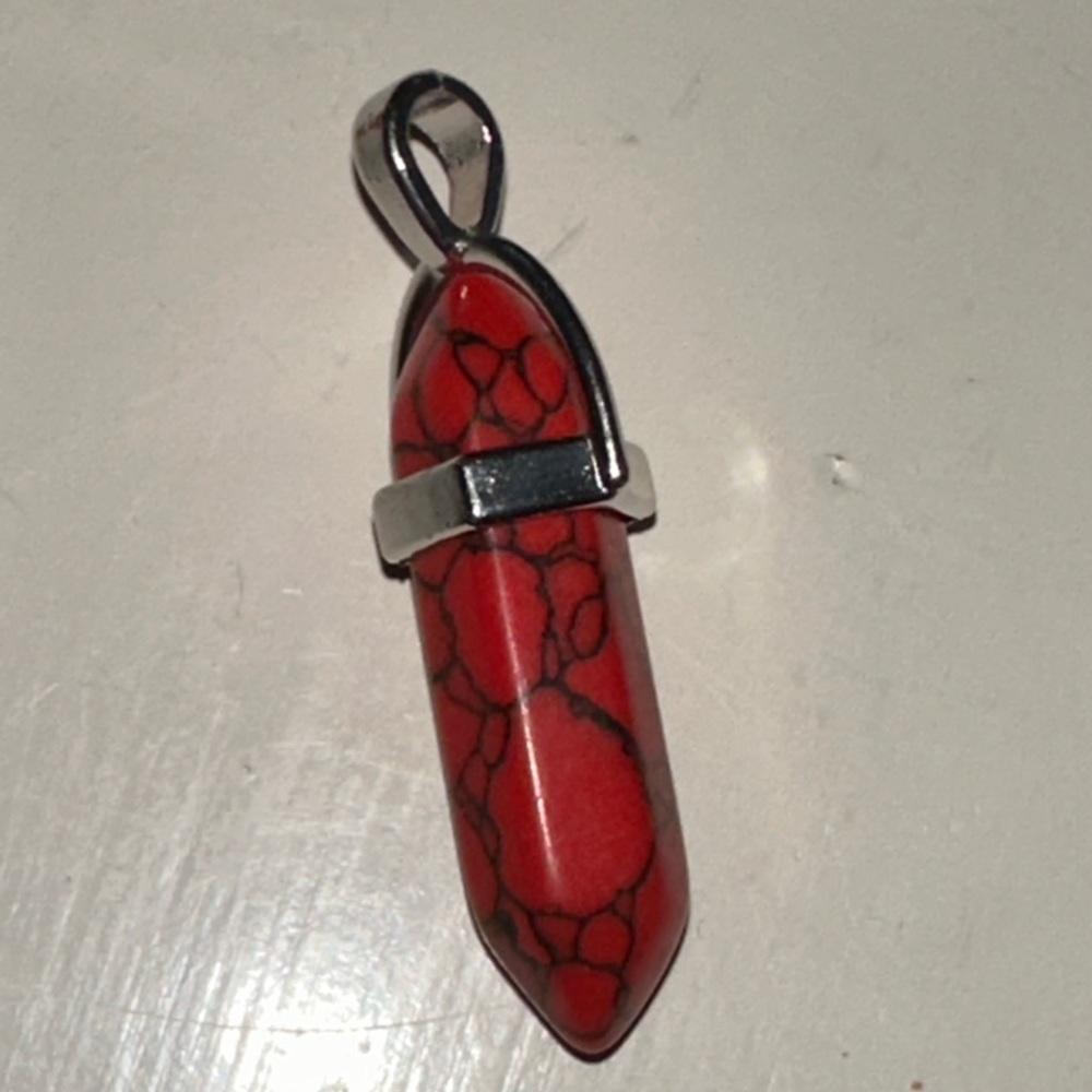 Red Howlite pendant necklace